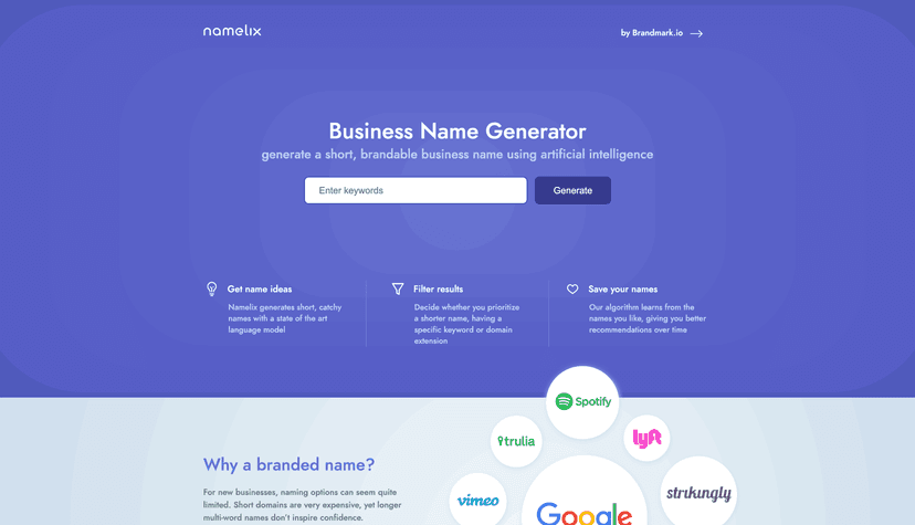 Namelix Business Name Generator