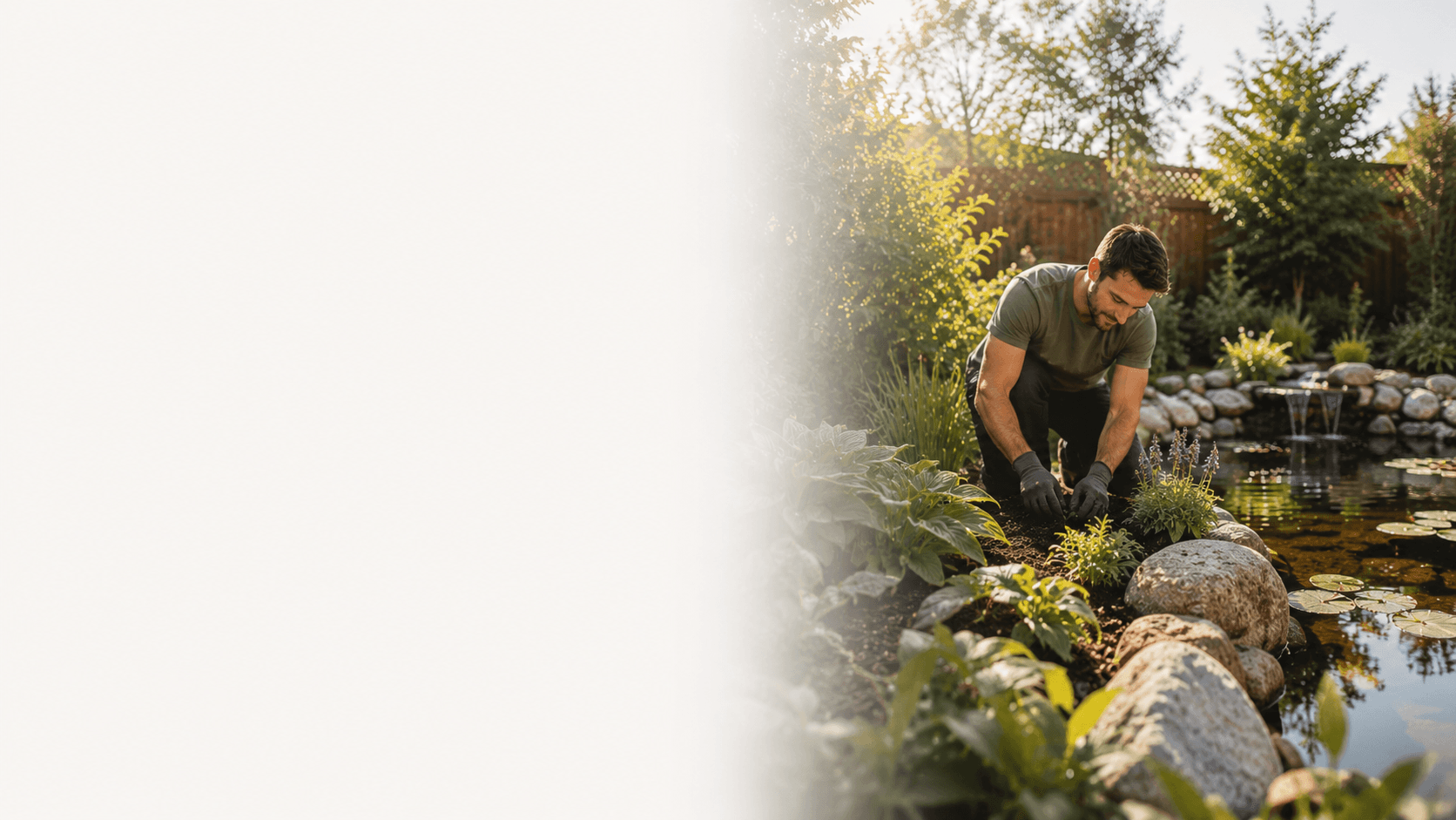 Person working in a backyard
