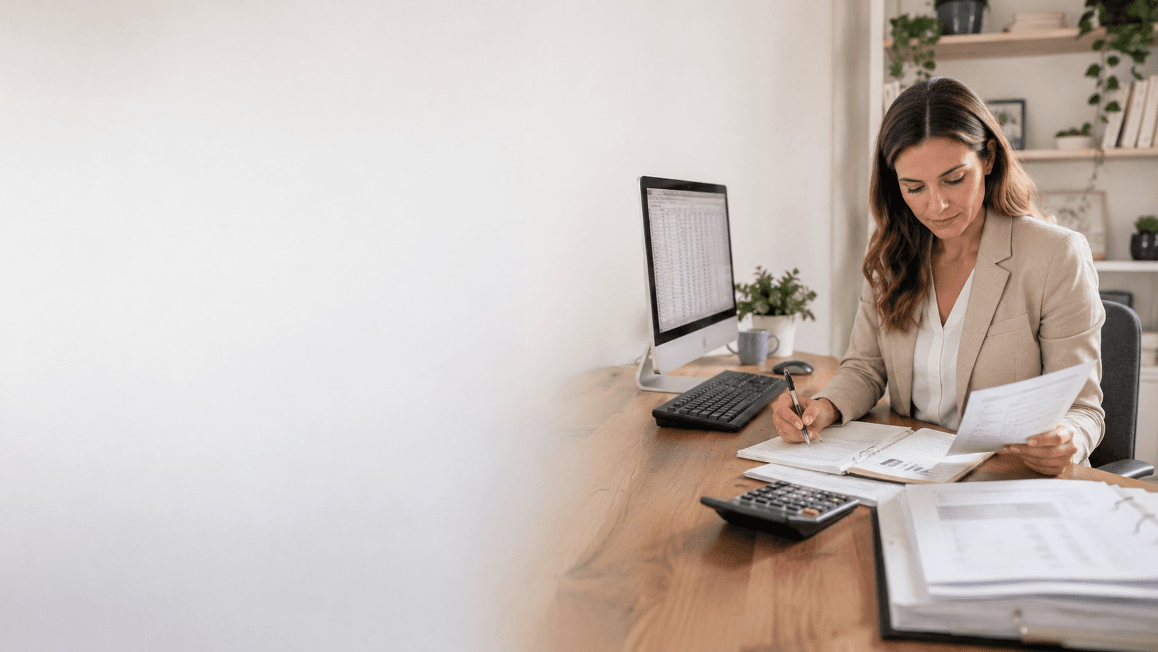 Lady working on spreadsheets