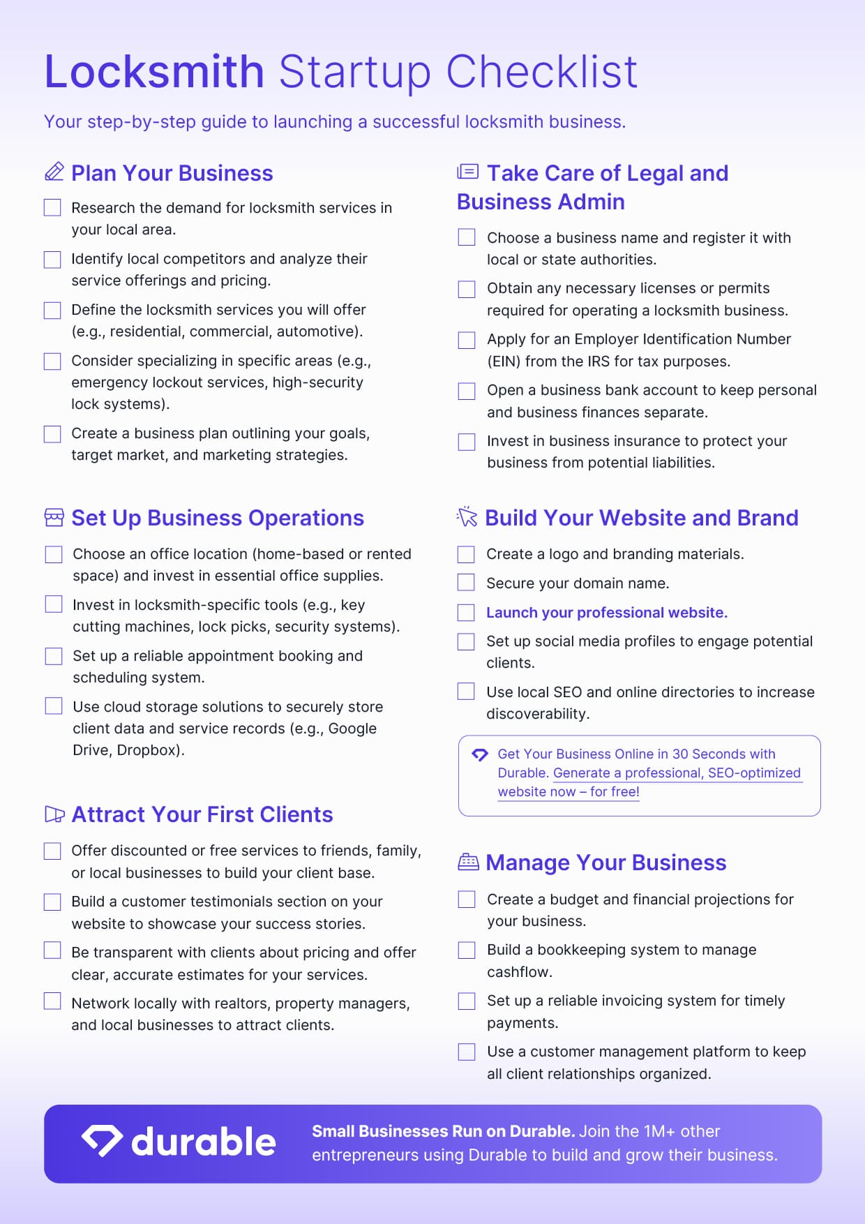 Locksmith Business Startup Checklist