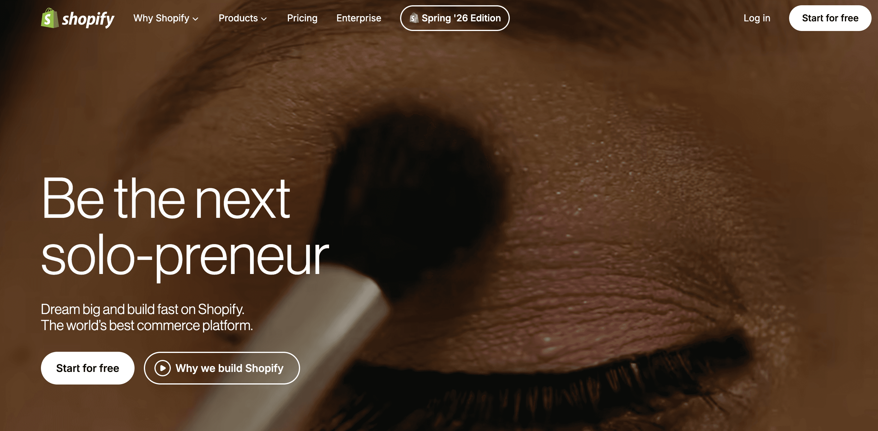 Screenshot of the Shopify website