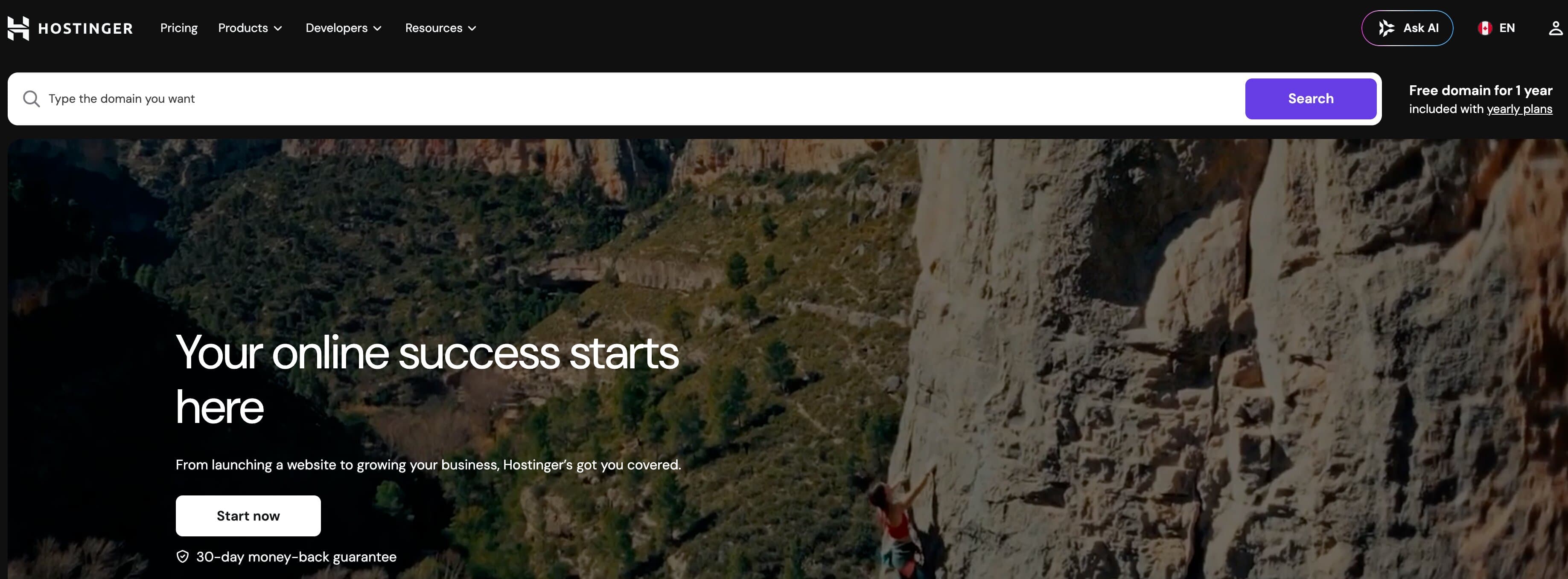Screenshot of Hostinger website