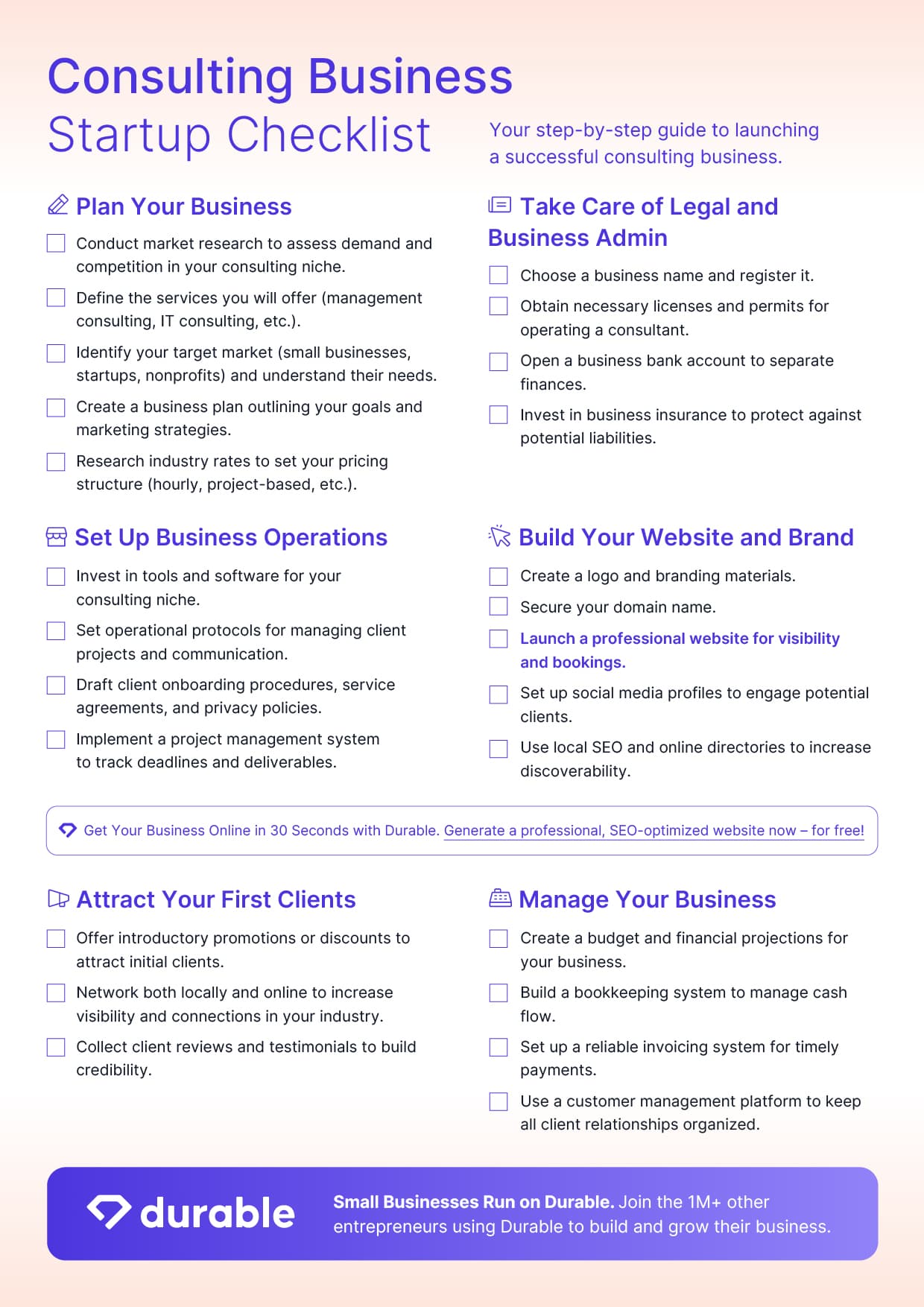 Starting a Consulting Business Checklist
