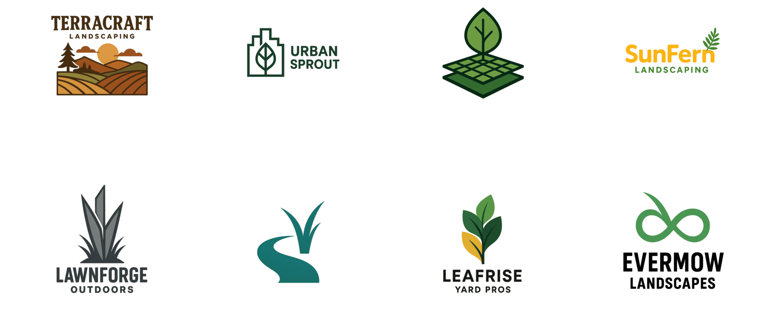 Landscaping business logos made with Durable's AI design generator tool called Studio