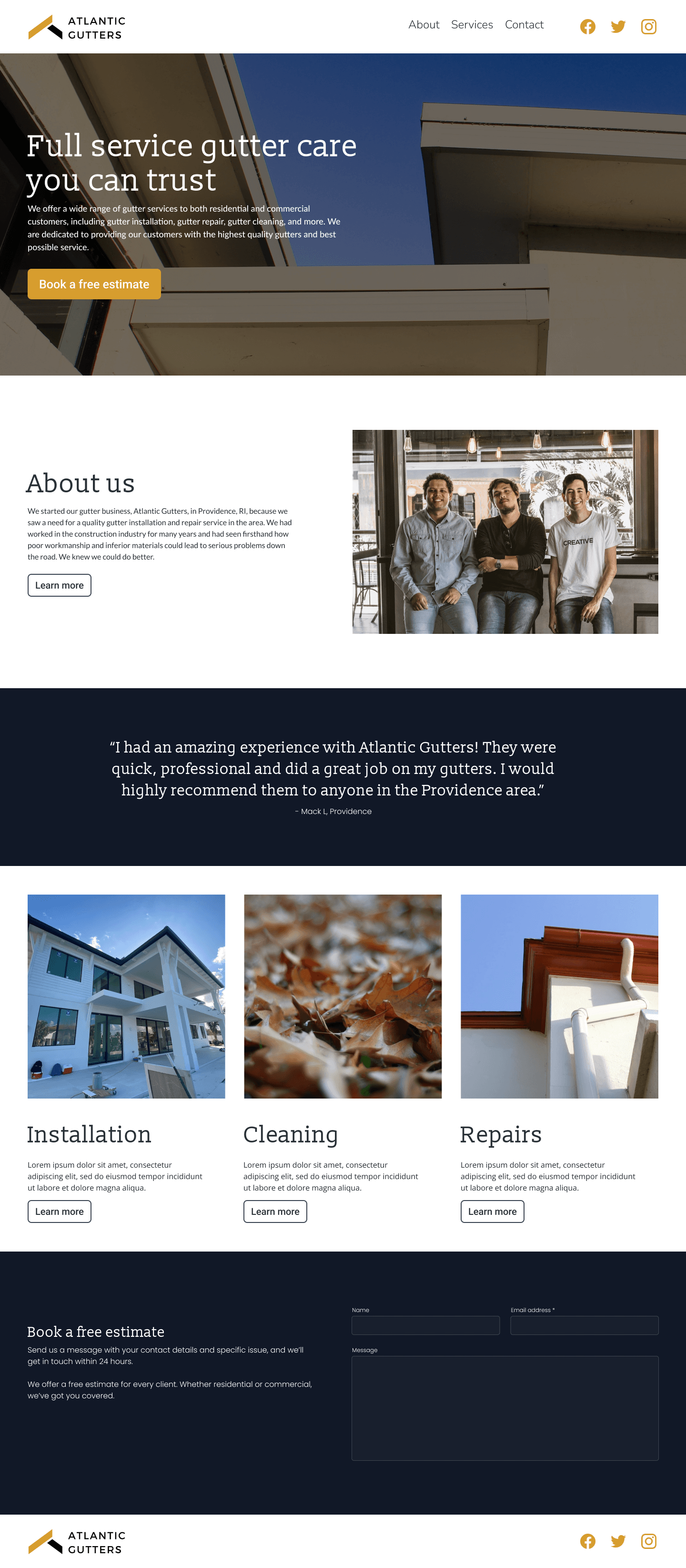 Gutter cleaning website template