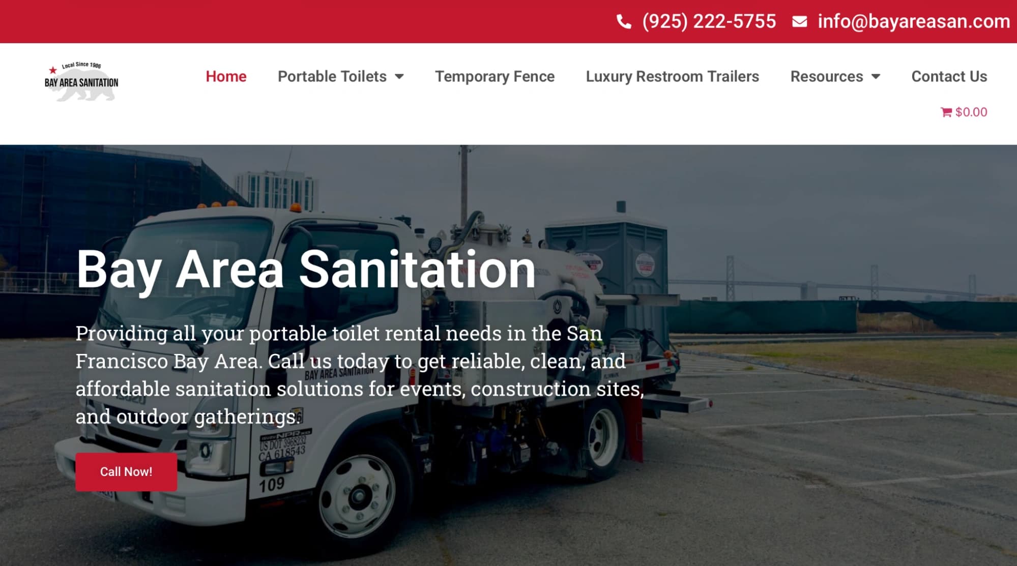 Screenshot of Bay Area Sanitation