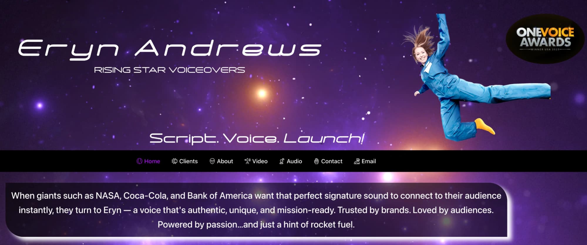Screenshot of Eryn Andrews' page