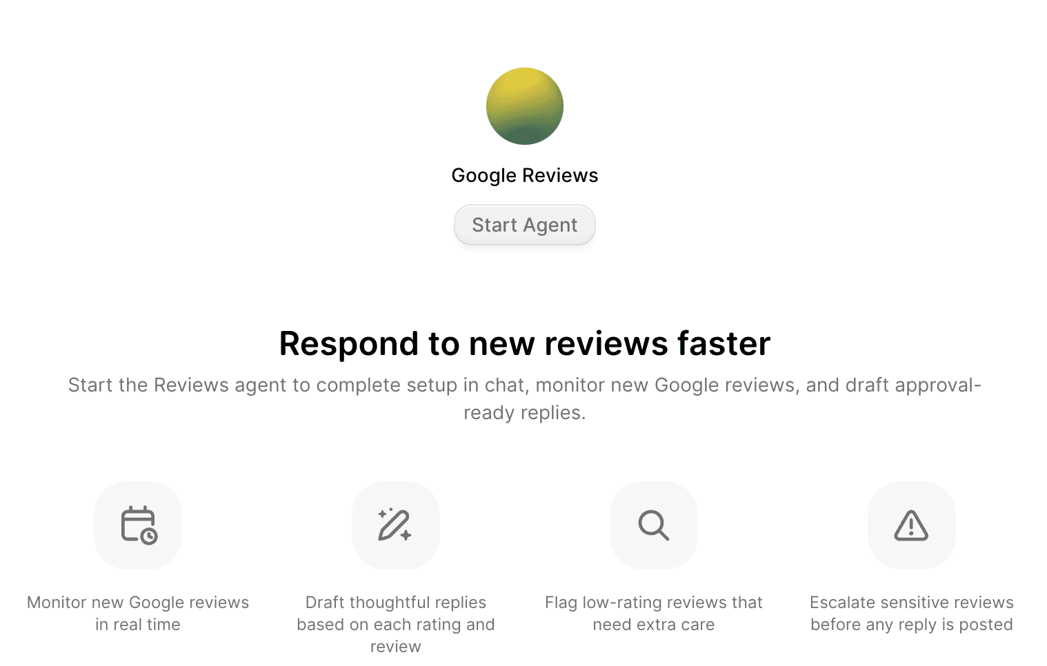 Screenshot of Google Reviews agent