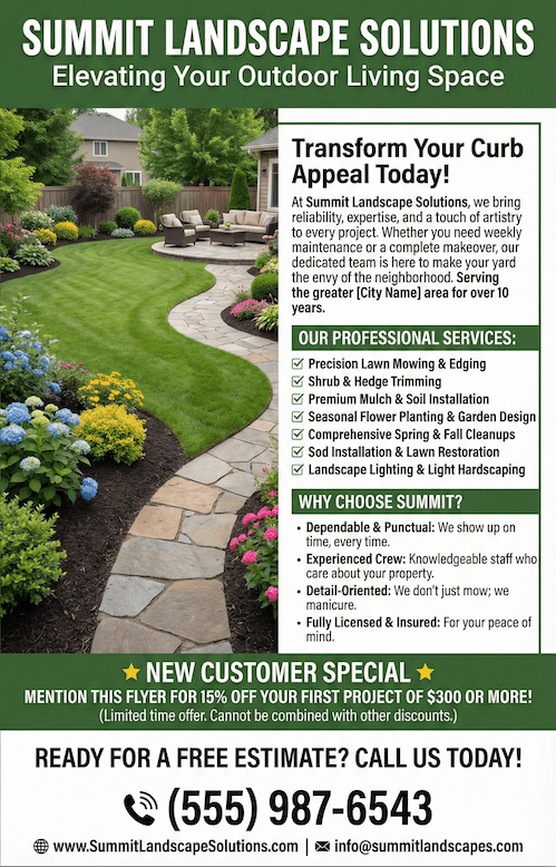 landscaping promotional flyer example generated with AI