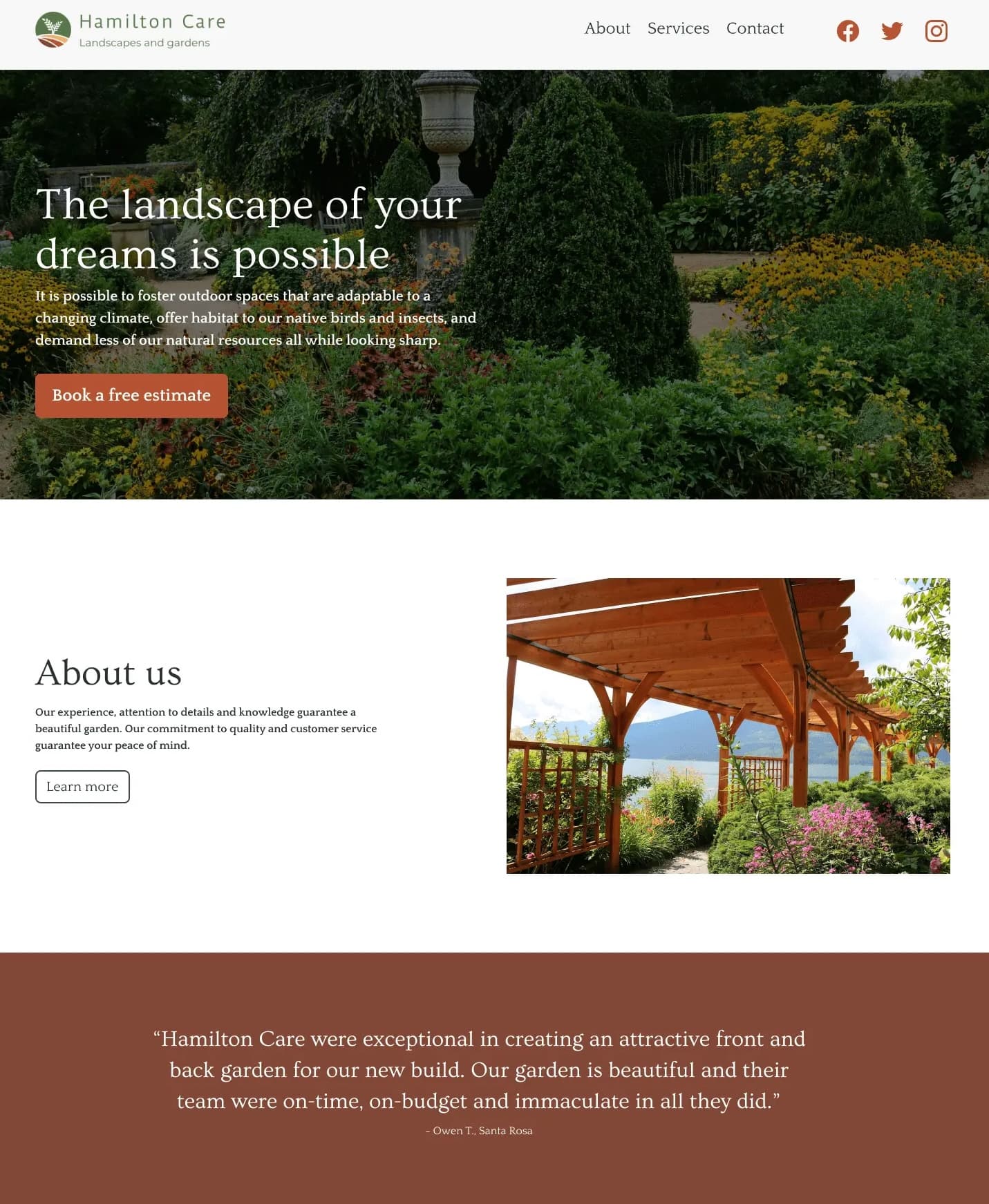 Durable AI website builder creating landscaping business website with automated homepage design