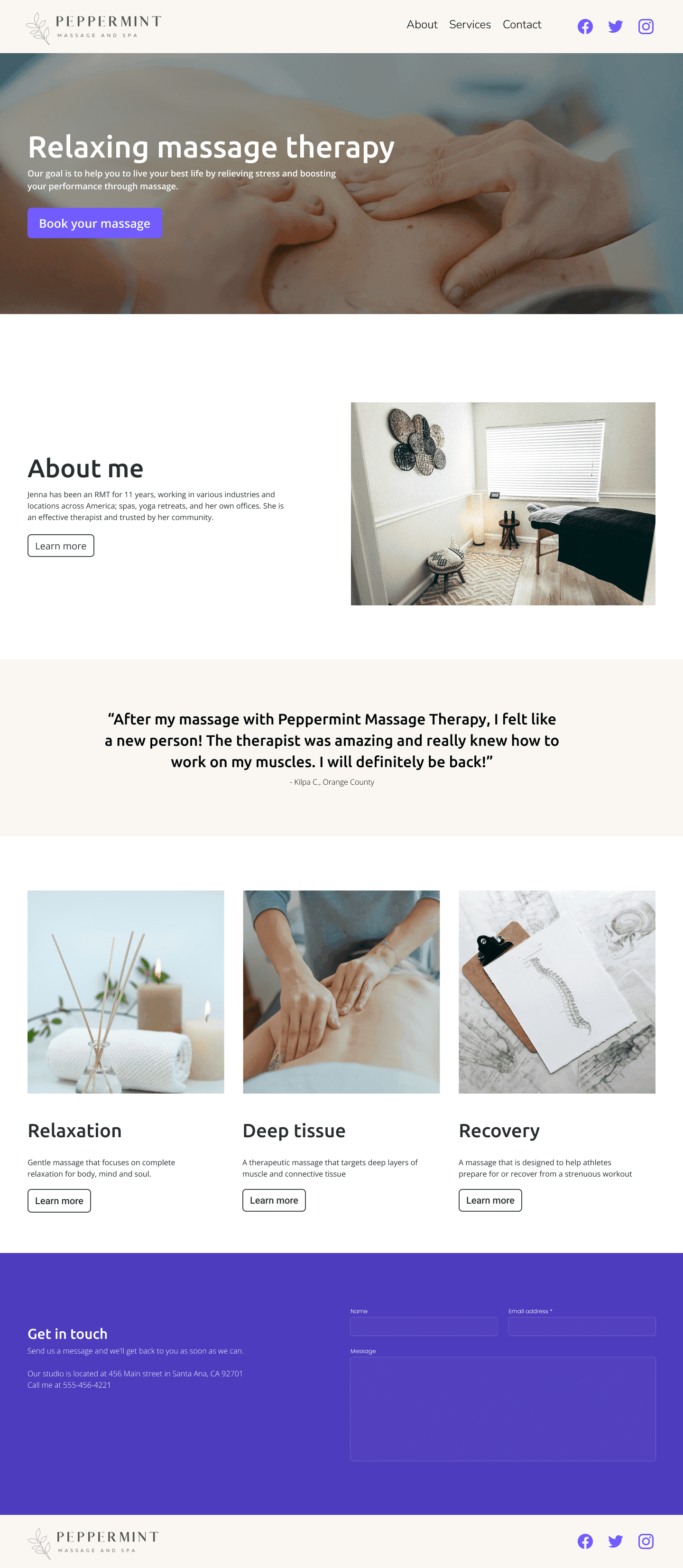 Massage therapy website template