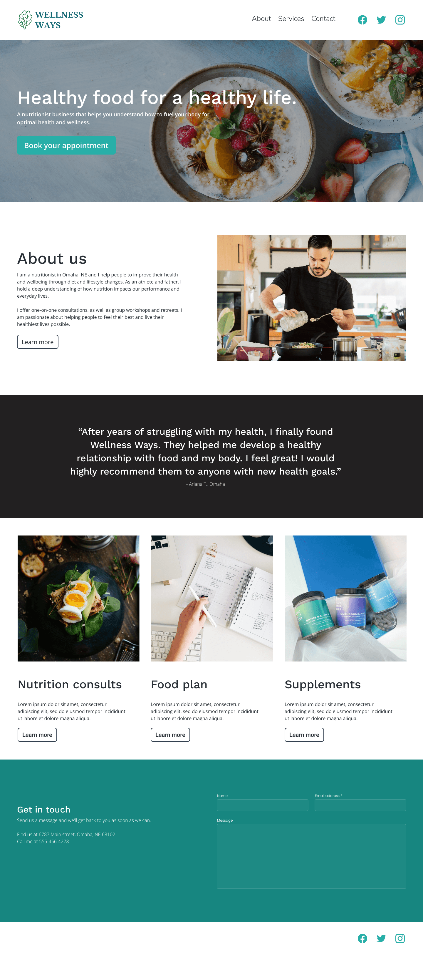 Nutritionist website template