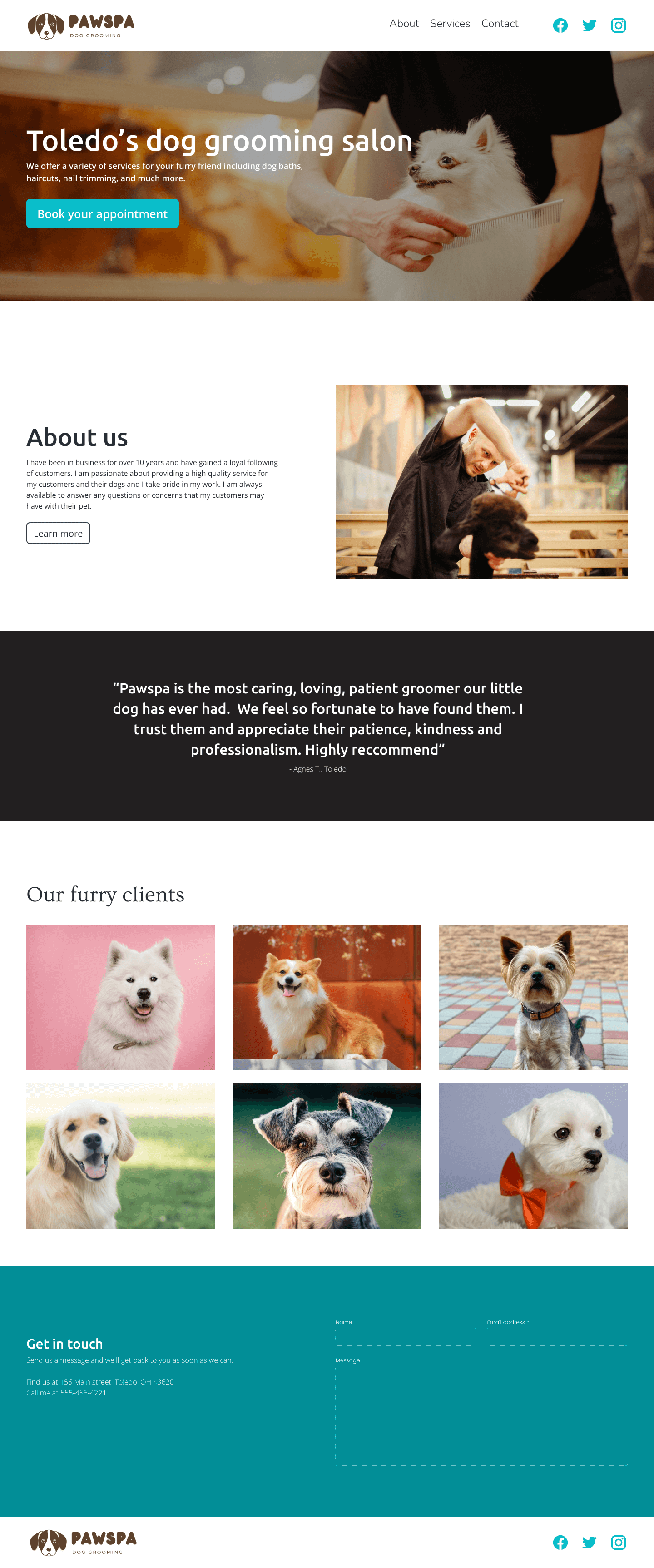 Pet grooming website template