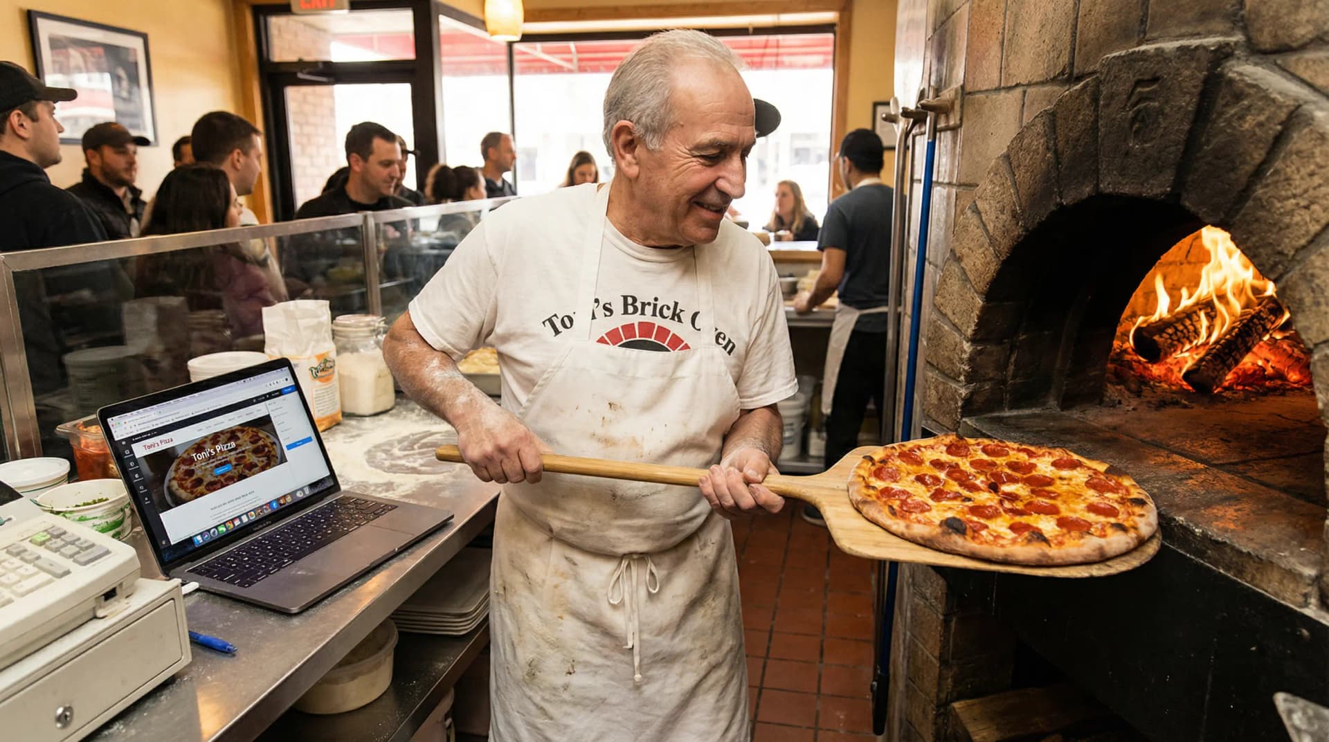 Pizza shop owner building a website