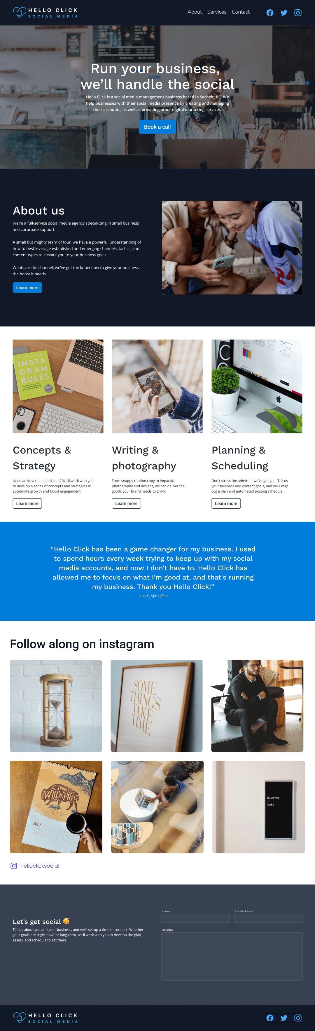 Social media management website template