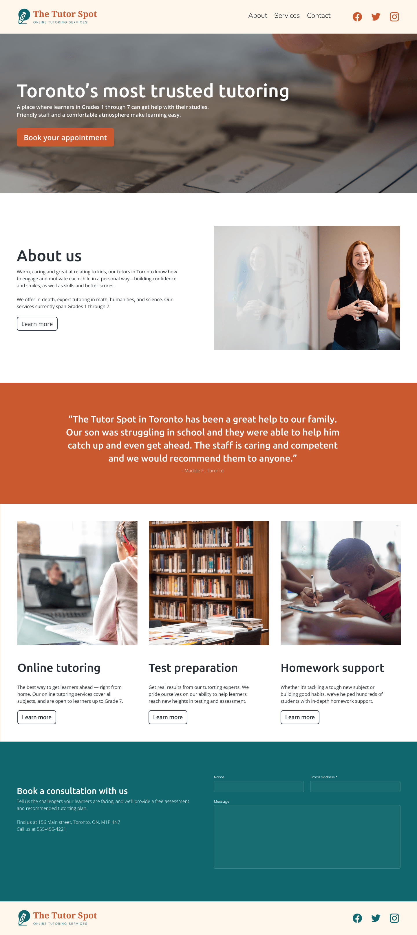Tutoring website template