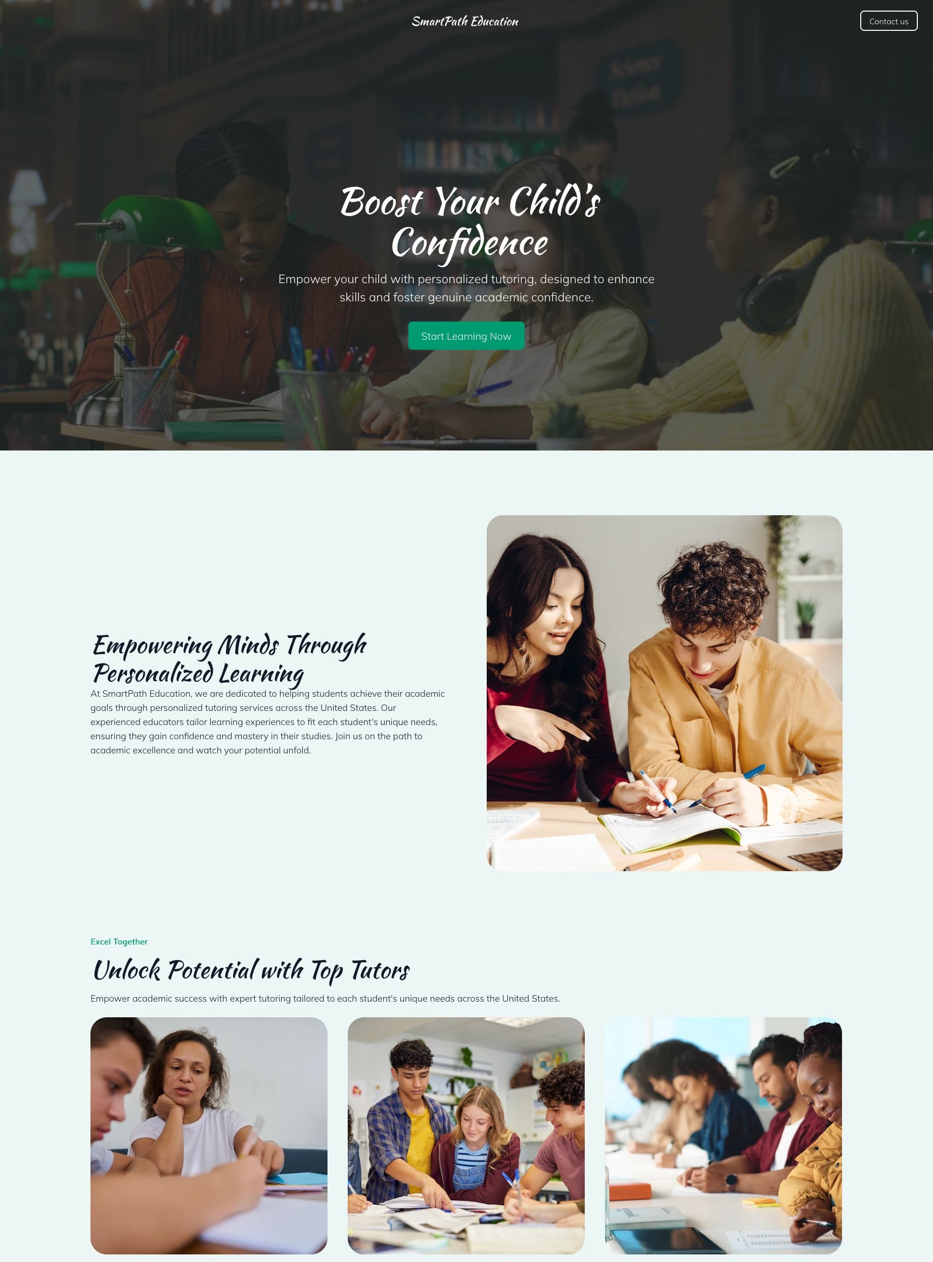 Tutoring website example