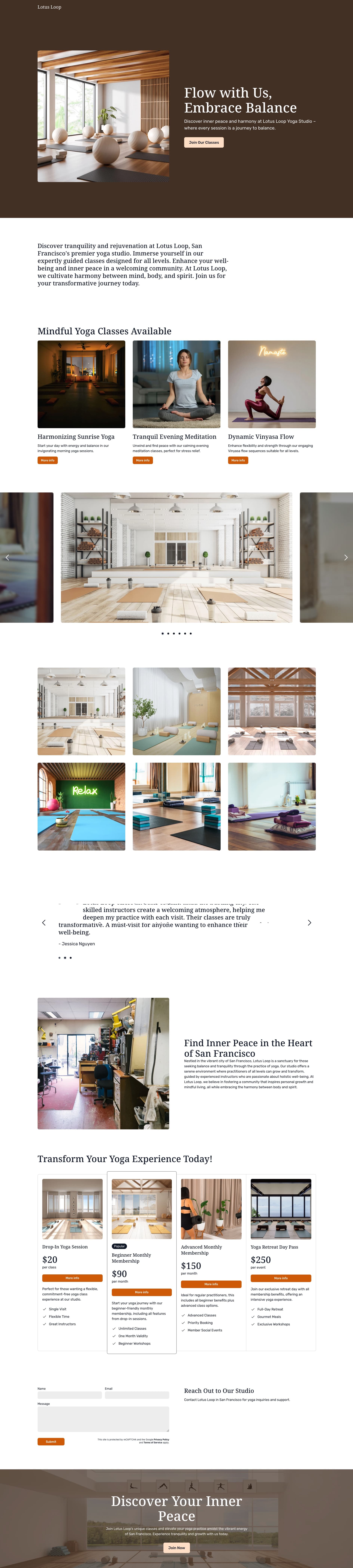 Yoga studio website template
