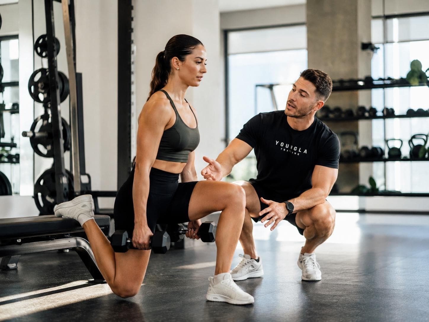 Personal training Book 1:1s, take-home plans, and check-ins.