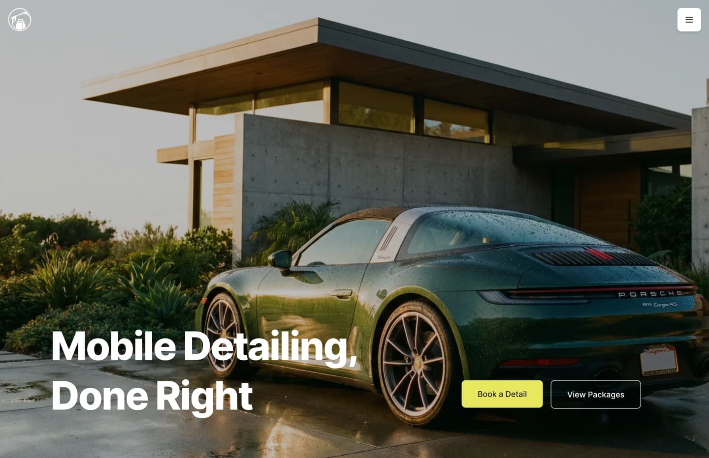 A mobile car detailing service in action